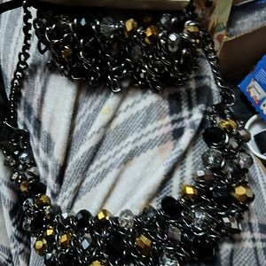 Chic Black and Gold Beaded Necklace